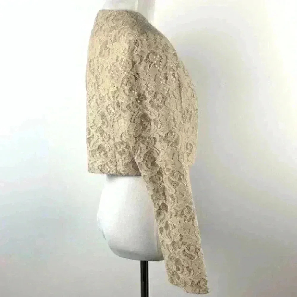 Women’s shrug jacket cream lace sequins evening - Picture 5 of 11